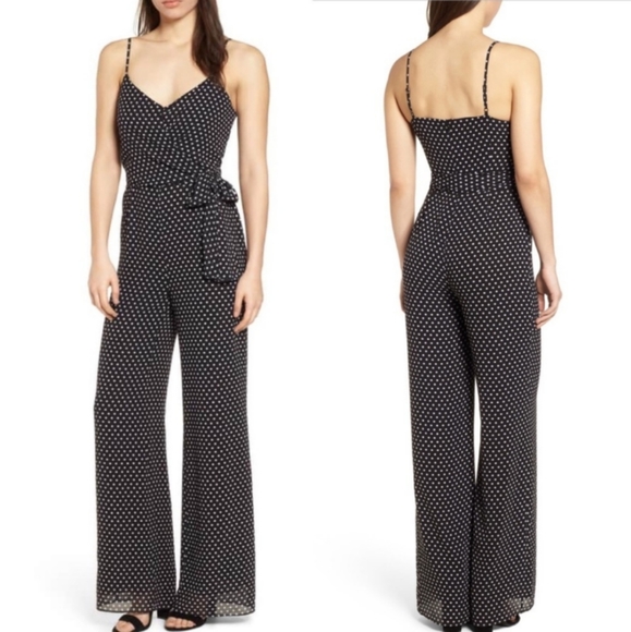 MICHAEL Michael Kors Jumpsuit Spaghetti Straps Black & Polka Dot Size Small